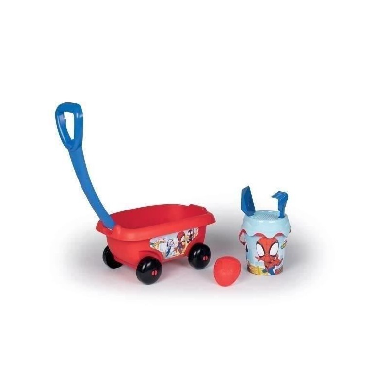 Smoby - Chariot de plage garni Spidey - Fabriqué en France - Pour enfants a p...