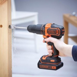 Perceuse a percussion sans fil - 18V - BLACK+DECKER + 1 batterie 1,5Ah + char...