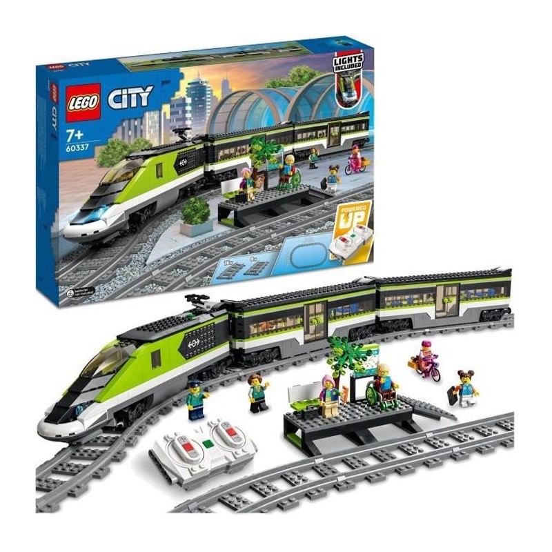 LEGO City Le Train de Voyageurs Express - Jouet de Train Télécommandé - Phare...