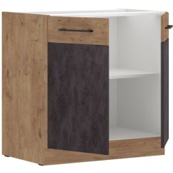 Meuble bas ROCK - Mélaminé - Chene Lancelot et gris matera - L 80 x H82 cm