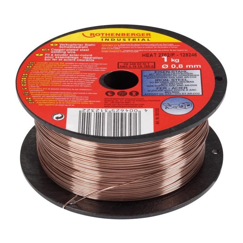 Fil a souder - ROTHENBERGER - Acier et cuivre - Ø0,8 mm - 1 kg