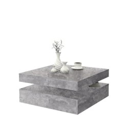 Table basse carrée pivotante - Panneau de particules - Décor béton gris clair...