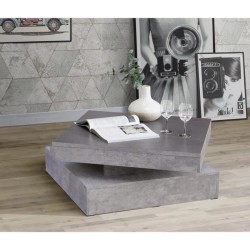 Table basse carrée pivotante - Panneau de particules - Décor béton gris clair...