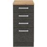 Meuble bas 4 tiroirs avec plan de travail - Gris mat - L 40 x P 51,6 x H 85 c...
