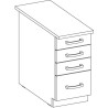 Meuble bas 4 tiroirs avec plan de travail - Gris mat - L 40 x P 51,6 x H 85 c...