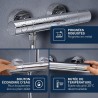 GROHE Mitigeur thermostatique douche Precision Get, montage mural, indicateur...