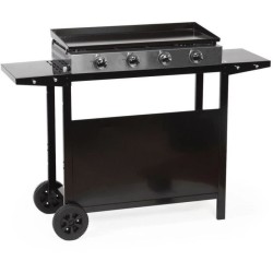 GARDEN MAX Plancha gaz MERIDA - 4 feux - Sur chariot - 127 x 46,5 x 95 cm - A...