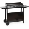 GARDEN MAX Plancha gaz MERIDA - 4 feux - Sur chariot - 127 x 46,5 x 95 cm - A...