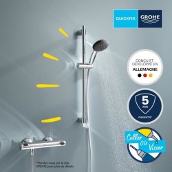 Ensemble de douche avec mitigeur thermostatique, pommeau 1 jet, barre 60cm et...