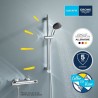 Ensemble de douche avec mitigeur thermostatique, pommeau 1 jet, barre 60cm et...