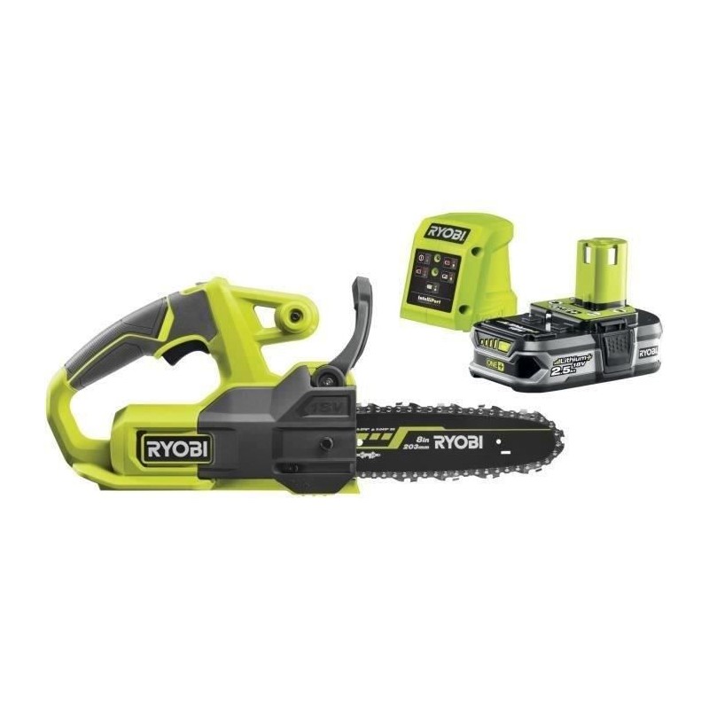RYOBI - Tronçonneuse compacte 18V ONE+ - guide 20 cm - 4,6 m/s - tendeur laté...