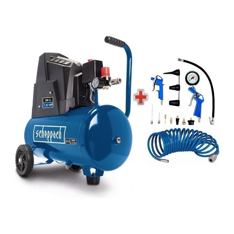 Compresseur d'air horizontal Scheppach HC30o - 24L - 110 W - 8 bars (Livré av...
