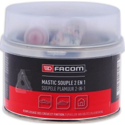 Mastic polyester souple 2 en 1 pot 500g- FACOM - réparation léger creux et bo...