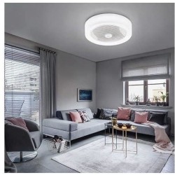 AIR-LIGHT CROWN - Ventilateur de plafond blanc Ø40cm 95W avec couronne d'écla...
