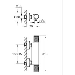 Mitigeur thermostatique Douche GROHE Precision Feel - Chromé - Economie d'eau...