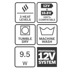 Veste chauffante Bosch Professional GHH 12+18V XA + GAA 12V-21 (sans batterie...