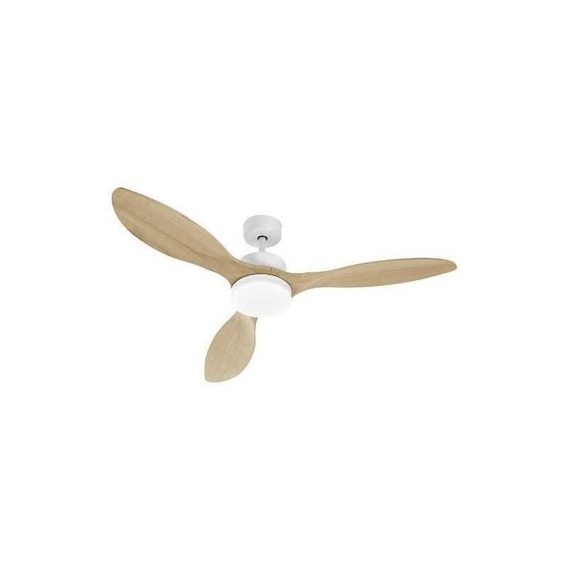 OKLAHOMA Blanc & Bois - Ventilateur de plafond Ø137cm 100W + éclairage LED