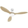 OKLAHOMA Blanc & Bois - Ventilateur de plafond Ø137cm 100W + éclairage LED
