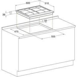 Plaque de cuisson Gaz - HOTPOINT - 4 foyers - L 60 x P51 cm - PNN 641