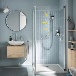 Ensemble de douche avec mitigeur thermostatique, pommeau 1 jet, barre 60cm et...