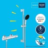 Ensemble de douche avec mitigeur thermostatique, pommeau 1 jet, barre 60cm et...