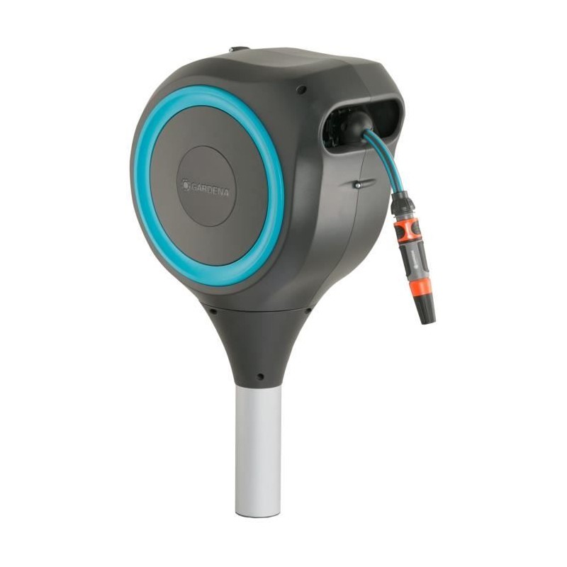Dévidoir automatique sur pic GARDENA RollUp M liseret bleu - Longueur 20m - Ø...