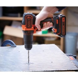 Kit perceuse a percussion sans fil - 18V - BLACK+DECKER - BDC718AS2F-QW - 2 b...