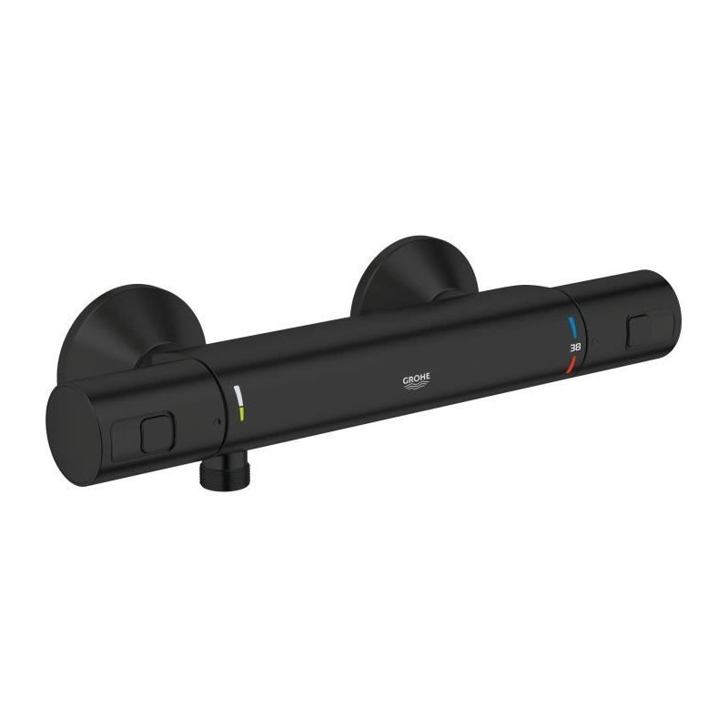 Mitigeur thermostatique douche - GROHE Precision Start - Noir mat - Economie ...