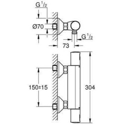 Mitigeur thermostatique douche - GROHE Precision Start - Noir mat - Economie ...