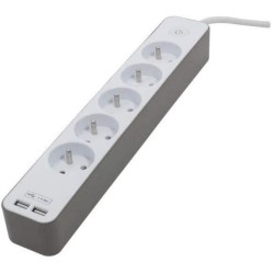 CHACON Bloc multiprise 5 prises 16 A avec 2 ports USB et câble 1,5 m HO5VV-F ...