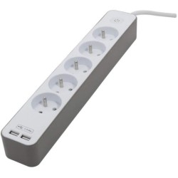 CHACON Bloc multiprise 5 prises 16 A avec 2 ports USB et câble 1,5 m HO5VV-F ...