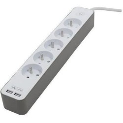 CHACON Bloc multiprise 5 prises 16 A avec 2 ports USB et câble 1,5 m HO5VV-F ...