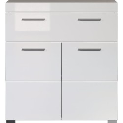 Meuble de salle de bain Rangement bas - 2 portes & 1 tiroir - Blanc - L 73 x ...