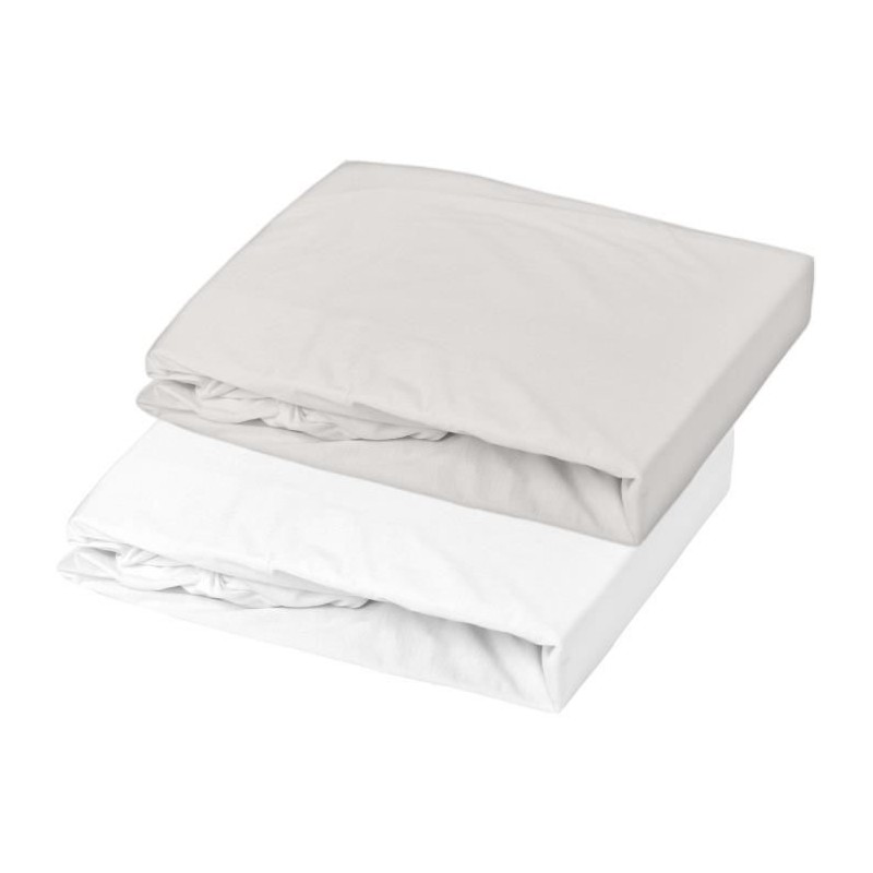 Lot de 2 Draps housse - DOMIVA - Jersey - 70x140 cm - Blanc/perle