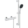 Ensemble de douche avec mitigeur thermostatique, pommeau 3 jets, barre 60cm e...