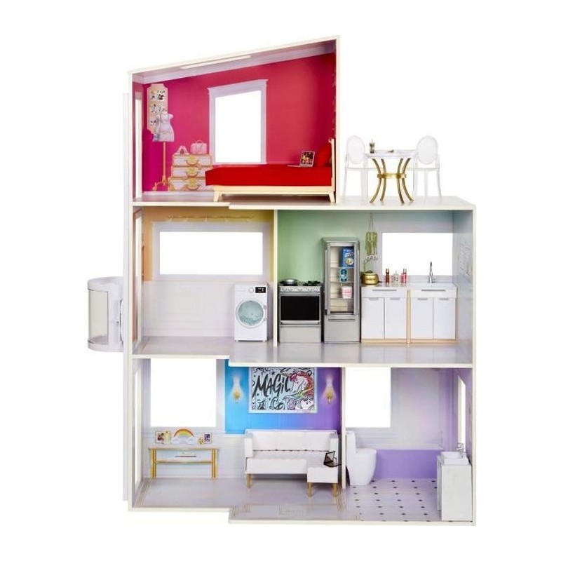 Rainbow High Townhouse - Maison en bois 3 étages et 6 pieces -