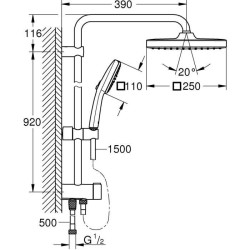 Colonne de douche avec inverseur manuel - Economie d'eau - GROHE Vitalio Comf...