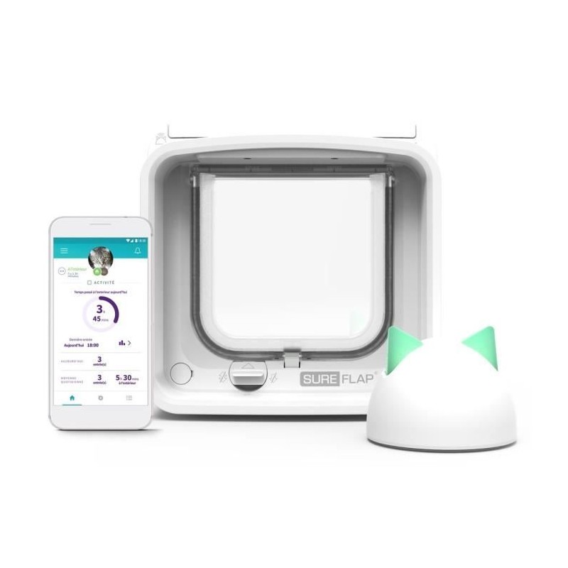 SUREFLAP Chatiere a Puce électronique Connectée - Blanc - 142 mm x 120 mm (Li...