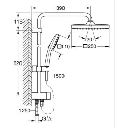 Colonne de douche avec inverseur manuel - Economie d'eau - GROHE Vitalio Comf...