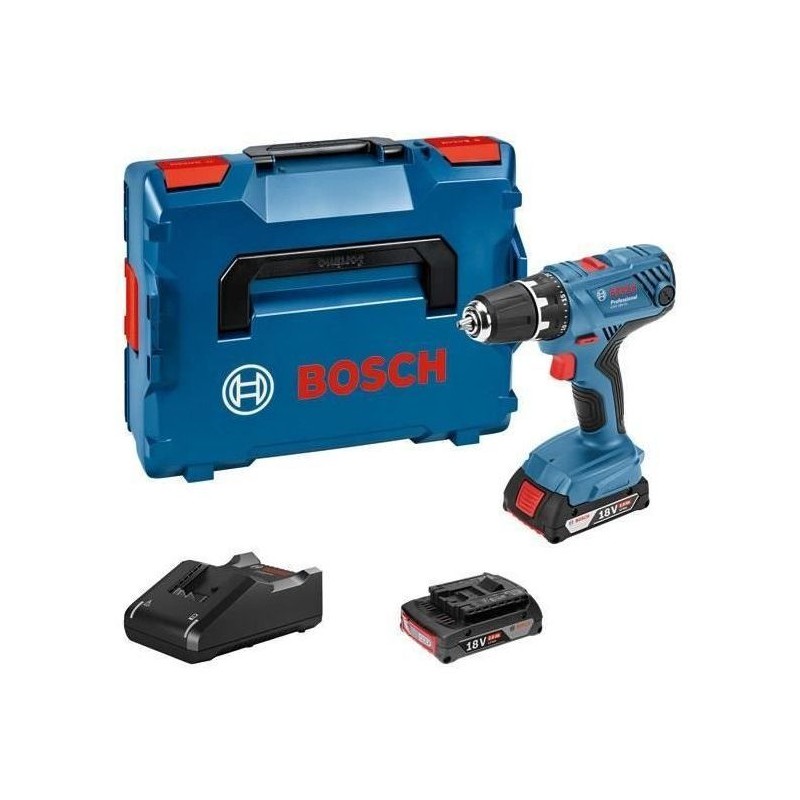Perceuse visseuse sans fil Bosch GSR 18V-21 + 2 batteries 2Ah + chargeur + co...