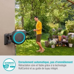Dévidoir automatique mural RollUp XL GARDENA - Longueur 35m - Ø13mm - Kit com...
