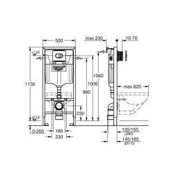 GROHE Bâti Support WC Solido 3 en 1, 1,20m, Bâti Support Encastré, Plaque de ...