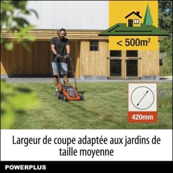 Tondeuse a Gazon sur Batterie 40V Dual Power POWDPGLWS2 - 420mm Ø, Sac de Col...