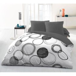 Parure de couette microfibre Audace - 1 housse de couette 220 x 240 cm + 2 ta...