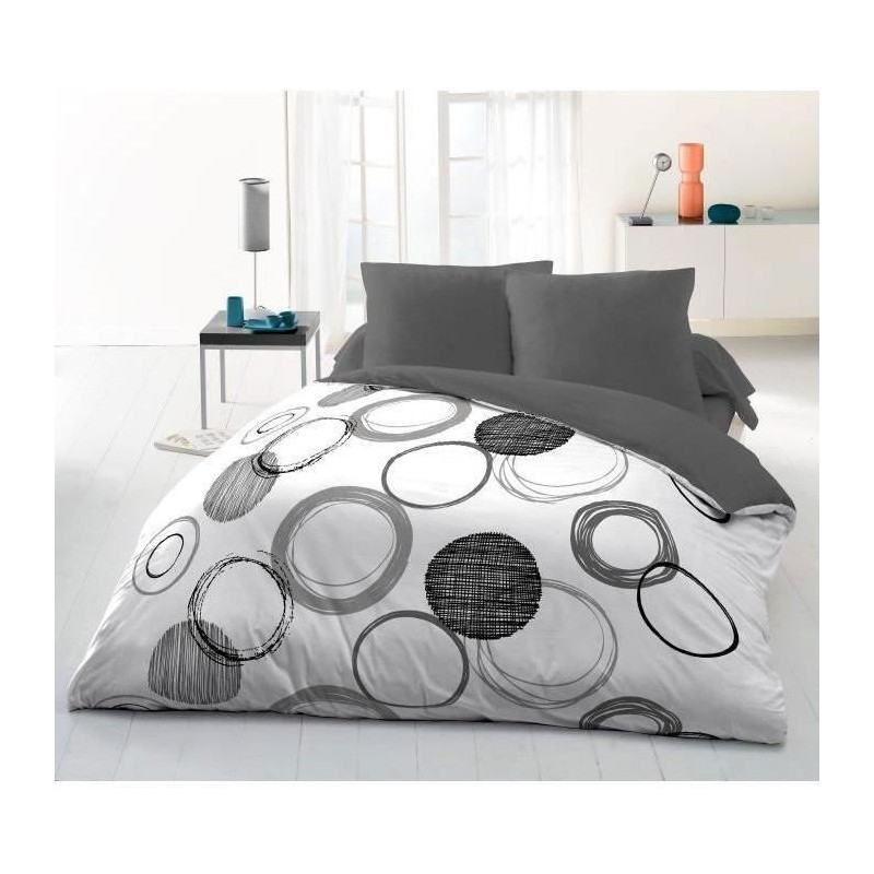 Parure de couette microfibre Audace - 1 housse de couette 220 x 240 cm + 2 ta...