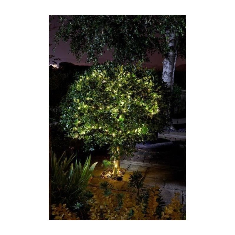 Guirlande solaire extérieure LUCIOLE 200 leds blanc chaud - SMART GARDEN - 21.9m