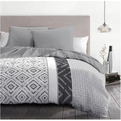 Parure de couette microfibre ETHNO - 1 housse de couette 220 x 240 cm + 2 tai...