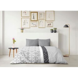 Parure de couette microfibre ETHNO - 1 housse de couette 220 x 240 cm + 2 tai...