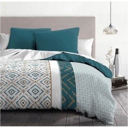 Parure de couette microfibre Ethno - 1 housse de couette 240x260 cm + 2 taies...