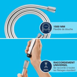 Flexible de douche - GROHE VitalioFlex 27505001 - 1,5m - Anti-pliures - Anti-...